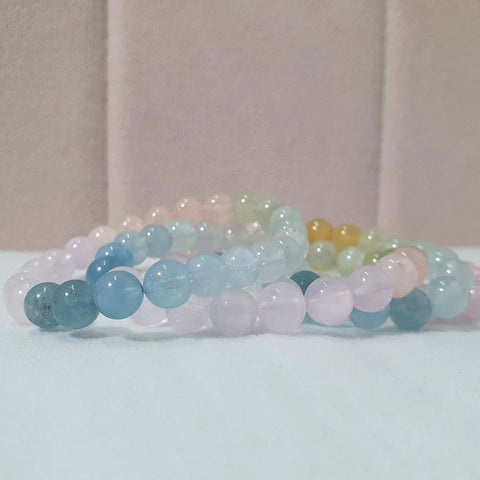 Natural Morganite crystal bracelet 7.7-8mm 1pc