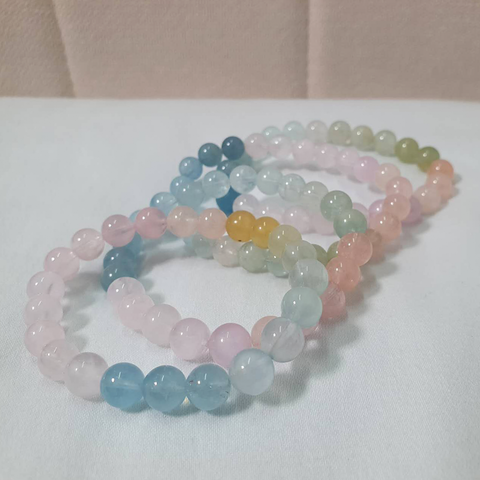 Natural Morganite crystal  bracelet 1pc 8.1-8.6mm 15//16cm