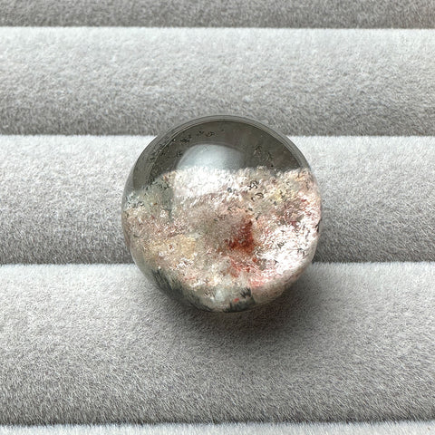 Light Pink and White Genuine Natural Clear Green Phantom Quartz Sphere  bead 18.8mm Drillable