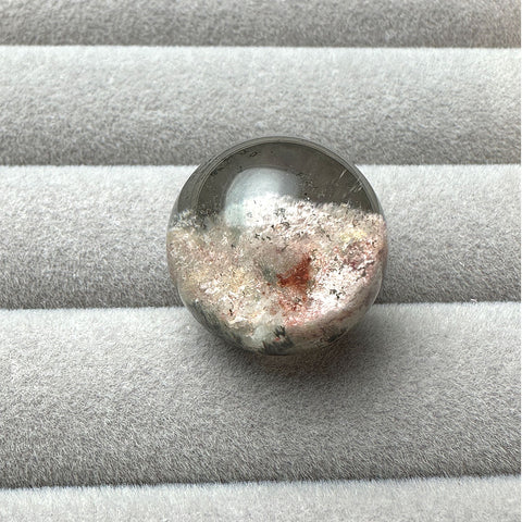 Light Pink and White Genuine Natural Clear Green Phantom Quartz Sphere  bead 18.8mm Drillable