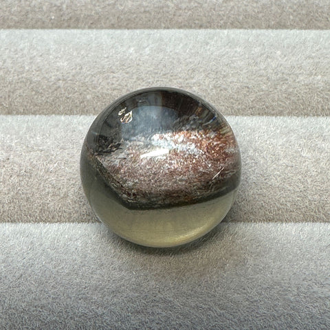 Natural phantom crystal with dual front and back views, featuring unique natural landscapes, completely clear body, 17.2 mm.