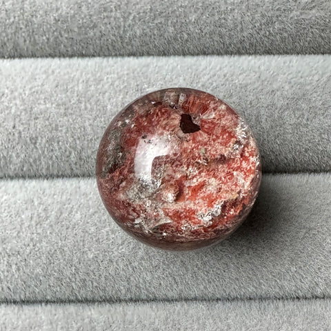 Natural Four Seasons Phantom Quartz Crystal Sphere 18.8mm Red & White with Sparkling Inclusions